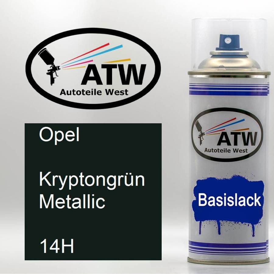 Opel, Kryptongrün Metallic, 14H: 400ml Sprühdose, von ATW Autoteile West.